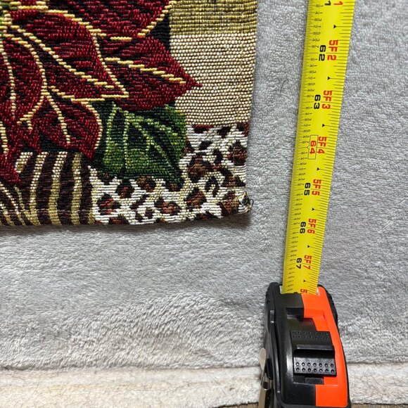 Poinsettia Tapestry Christmas Holiday Table Runner 12" X 66" - Picture 4 of 5